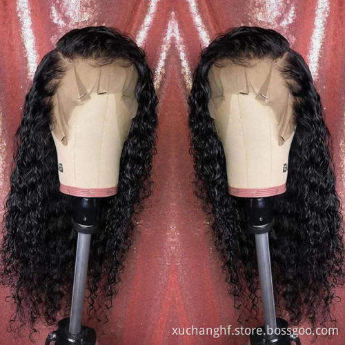 Hanfan 13X4 HD Undetected Transparent Swiss Lace Front Wig Brazilian Water Wave Raw Human Hair Wigs Pre plucked With Baby Hair